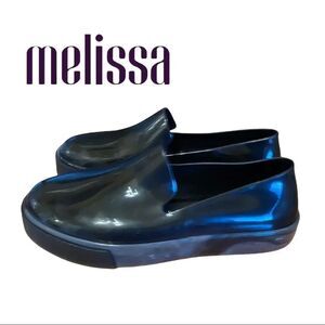 Melissa Women's Shiny Black Marble Slip-on Shoes Loafers 5